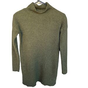 Christin Michaels 100% Cashmere Sweater Womens Small Green Tunic Mock Neck
